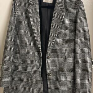 Everlane Oversized Black and White Plaid Blazer